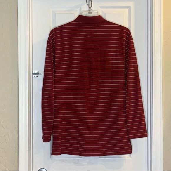 Vintage Tommy Hilfiger Dark Red Striped Polo Shirt Size XL - Picture 2 of 10